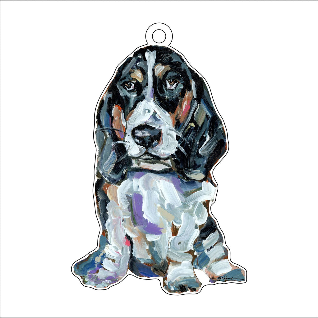 Basset Hound Black & White | 0.25in. Acrylic Ornament | Case of 25