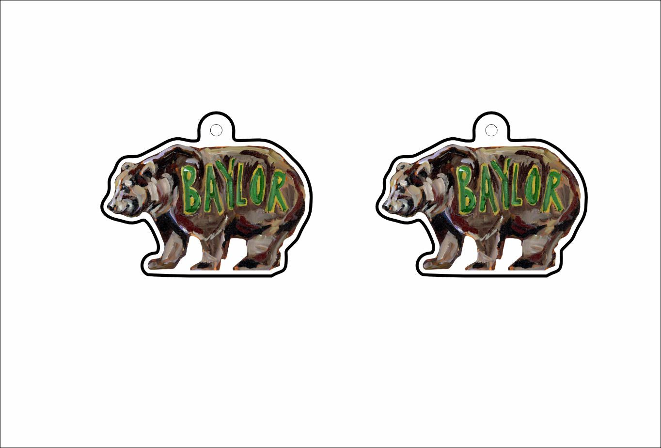 CMS-1443-C10 Baylor Bears Earring  | 0.125Acrylic Earrings | Set of 10