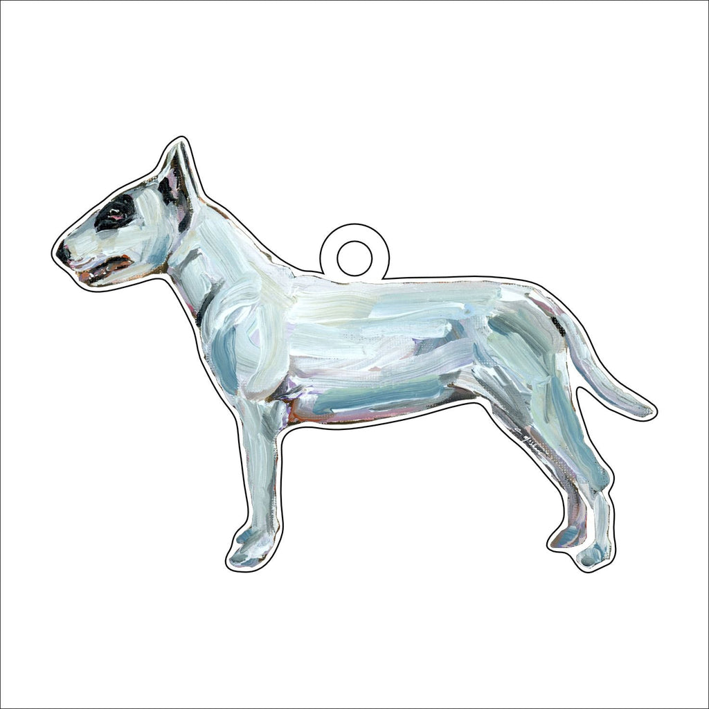 Bull Terrier White with Black Eye Patch | 0.25in. Acrylic Ornament | Mix and Match (any 10+)