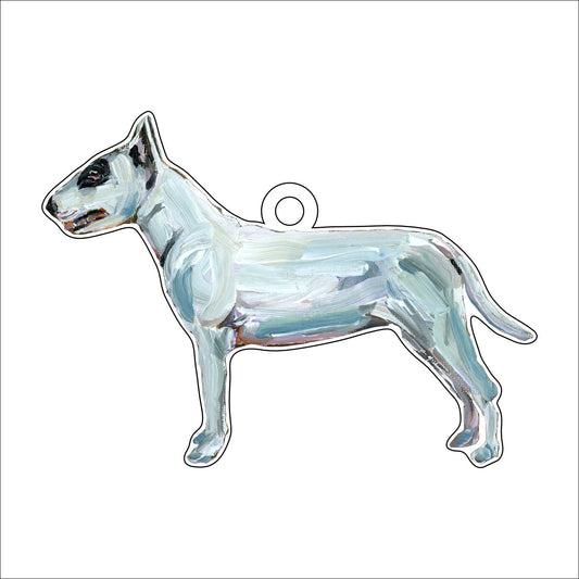 Bull Terrier White with Black Eye Patch | 0.25in. Acrylic Ornament | Mix and Match (any 10+)