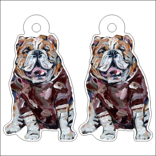 CMS-684-C10 Bulldog Maroon Earring  | 0.125Acrylic Earrings | Set of 10