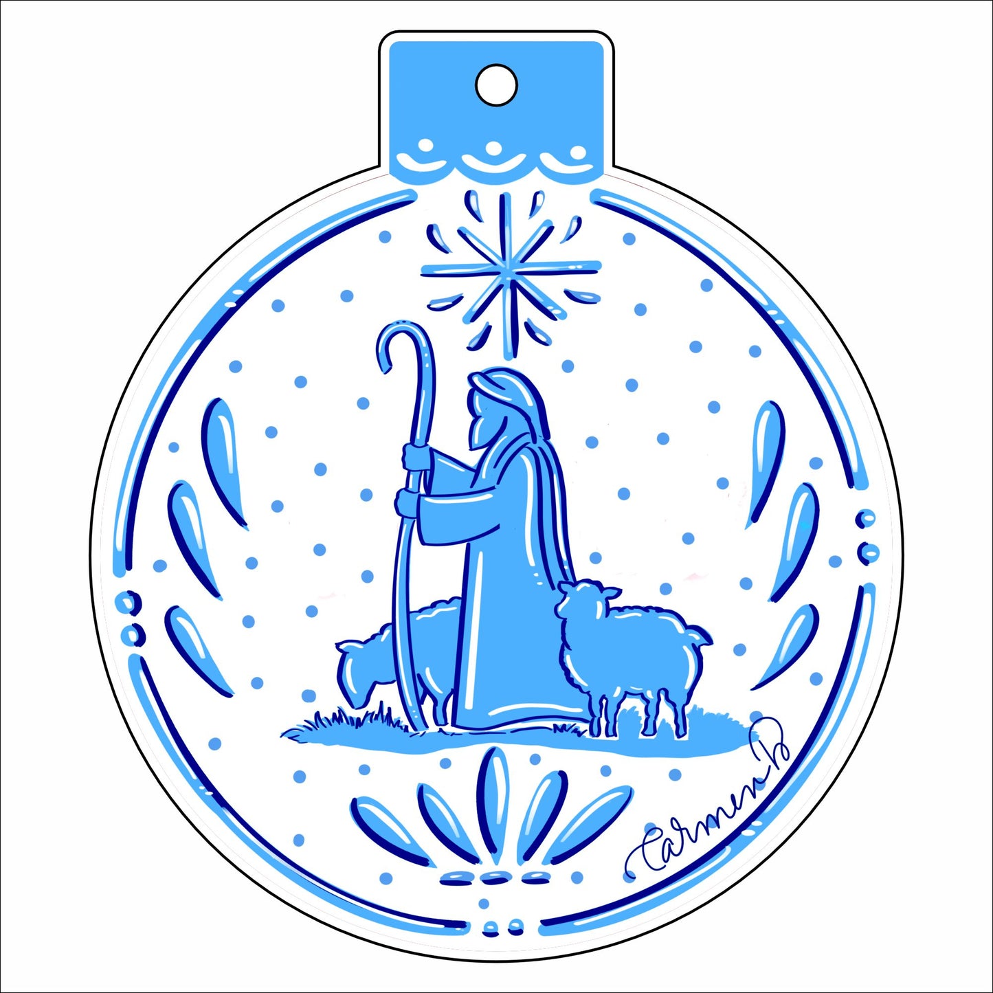 CAR-002 Shepherd | 0.25in. Acrylic Ornament | Bulk (batch of 55)