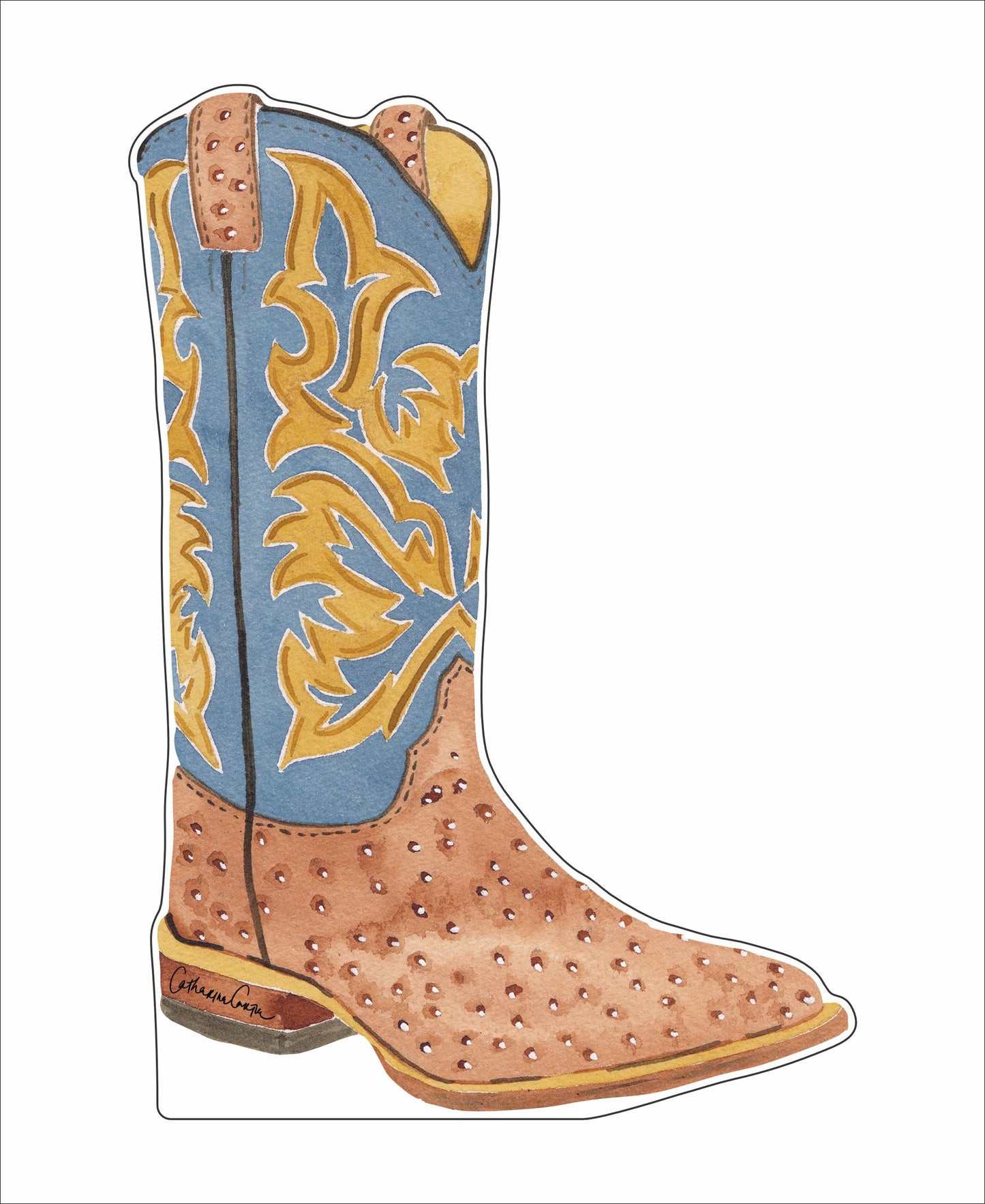 CCRT-067 Blue and Brown Boot | 0.75in. Acrylic Contour |