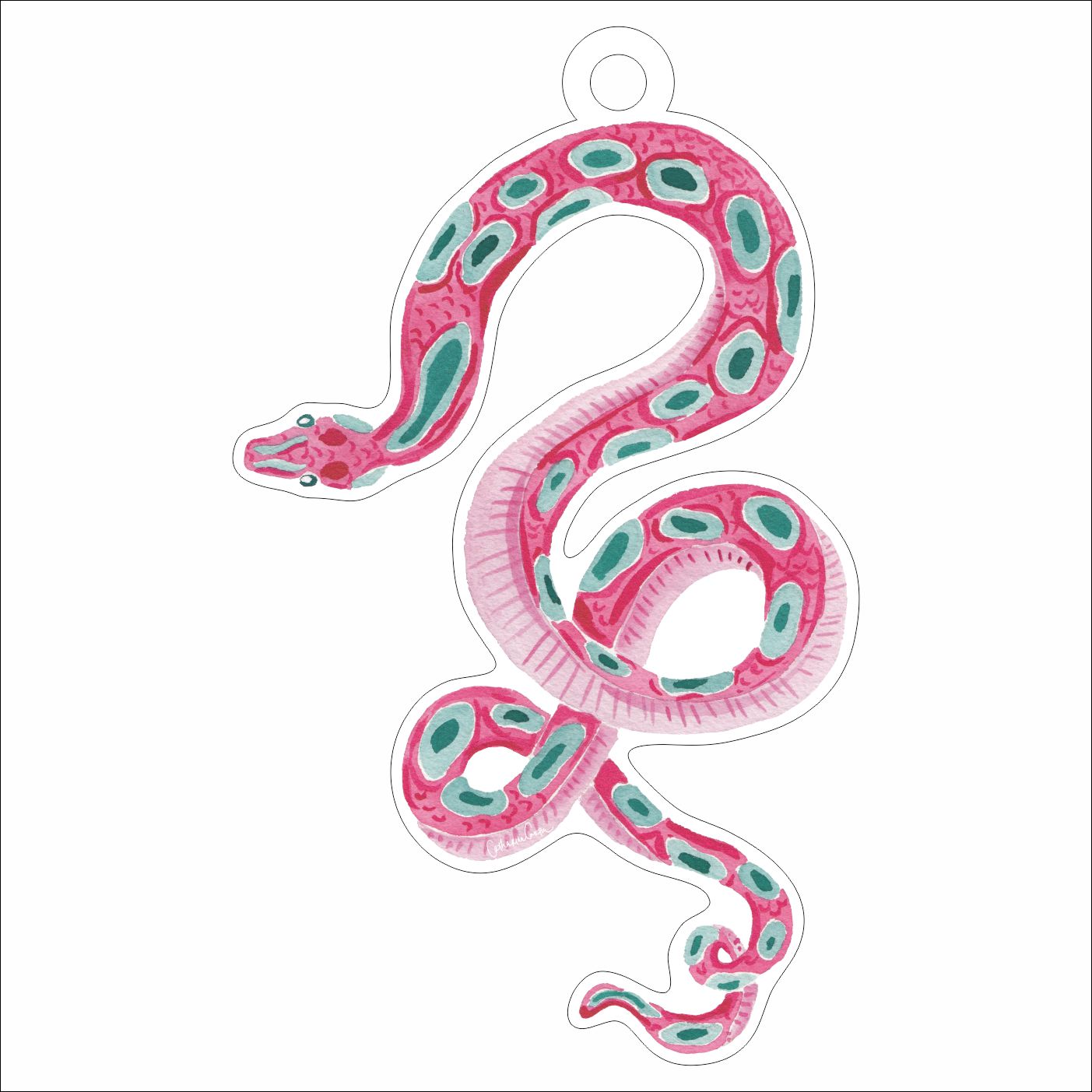 CCRT-091 Pink Snake Ornament | 0.25in. Acrylic Ornament |