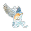 CHA-006 Blue Bird with Bow Ornament | 0.25in. Acrylic Ornament | Single