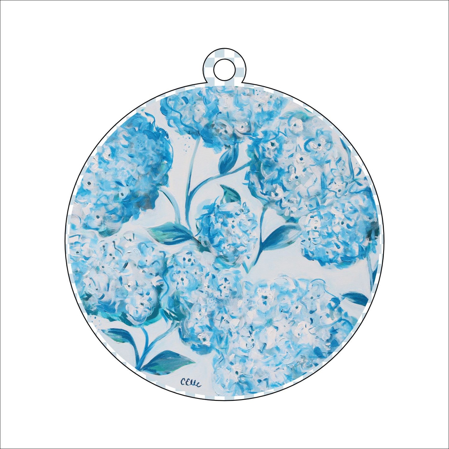 CHB-003 Blue Flowers Ornament | 0.25in. Acrylic Ornament | Single