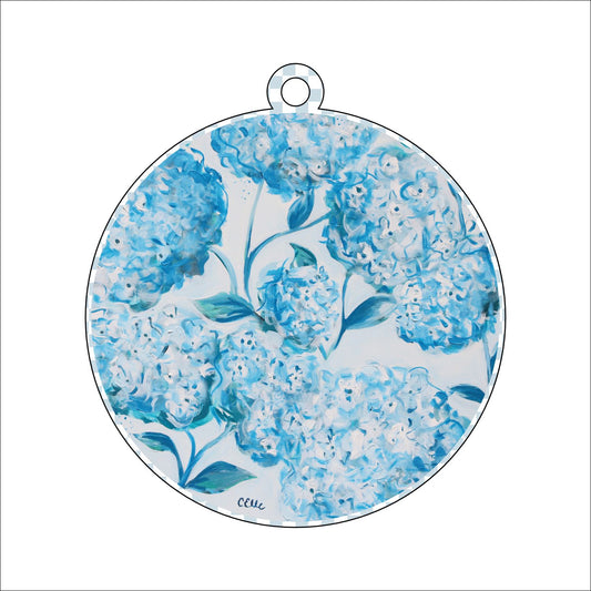 CHB-003 Blue Flowers Ornament | 0.25in. Acrylic Ornament | Bulk (Sold in batches of 55)