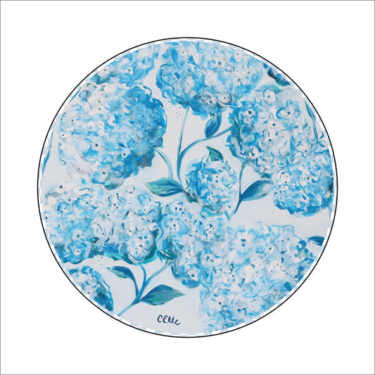 CHB-007 Blue Flowers Coaster | 0.25" Acrylic With Cork | Bulk (Sold in batches of 14)