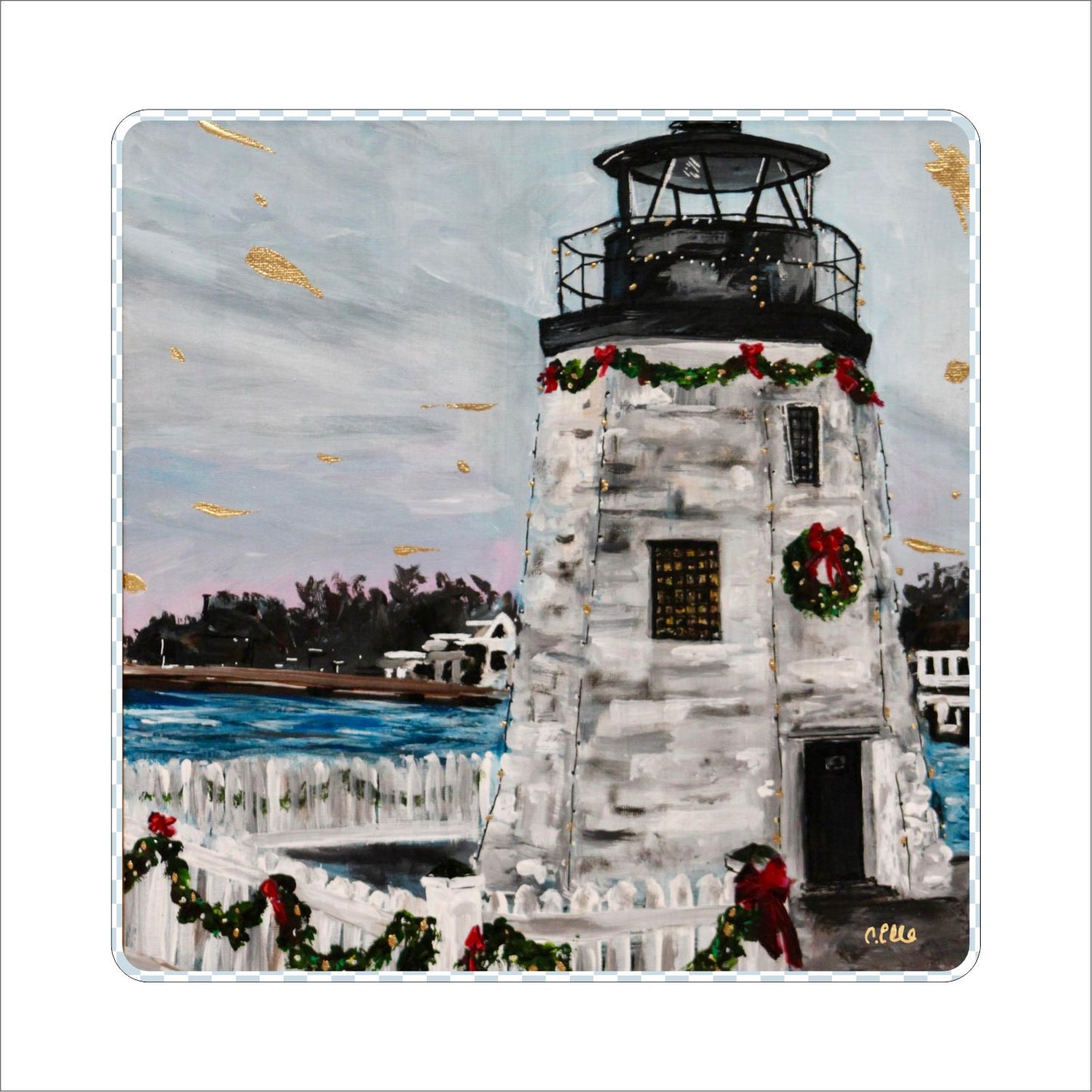 CHB-008 Lighthouse Coaster | 0.25" Acrylic With Cork | Case Bundle any 4+ sets (Pack of 4)
