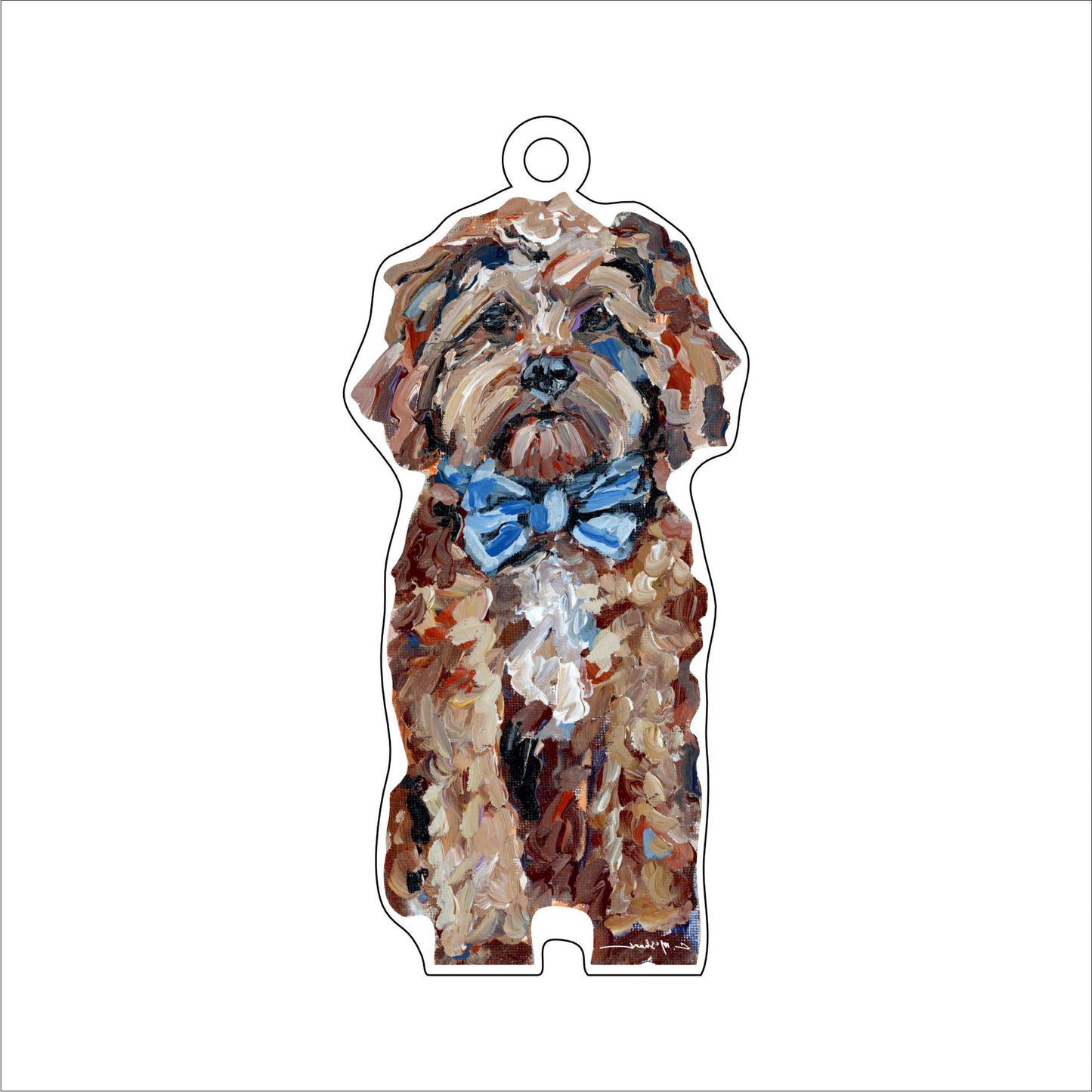 Cavapoo Red Blue Bow | 0.25in. Acrylic Ornament | Mix and Match (any 10+)