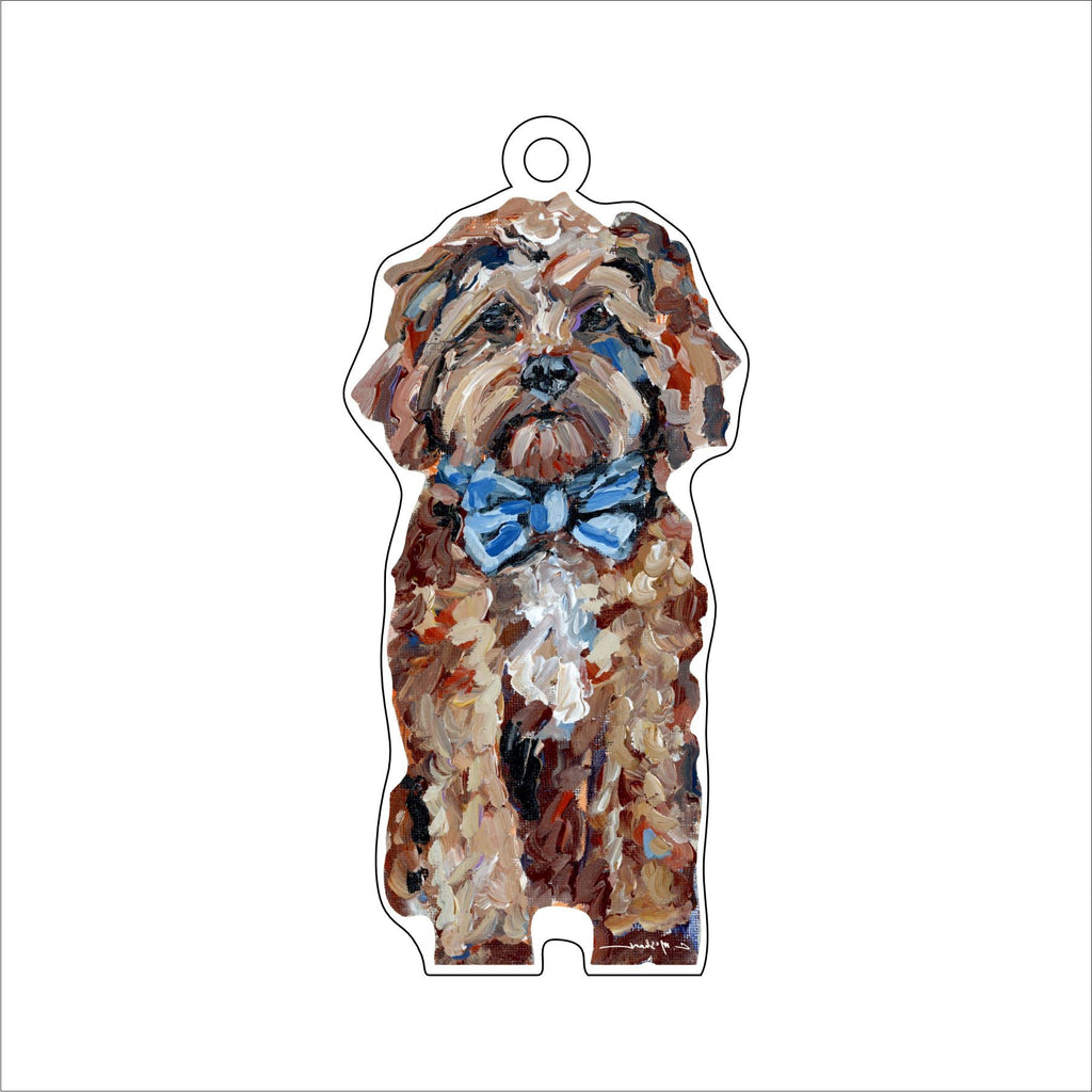 Cavapoo Red Blue Bow | 0.25in. Acrylic Ornament |  Case of 25