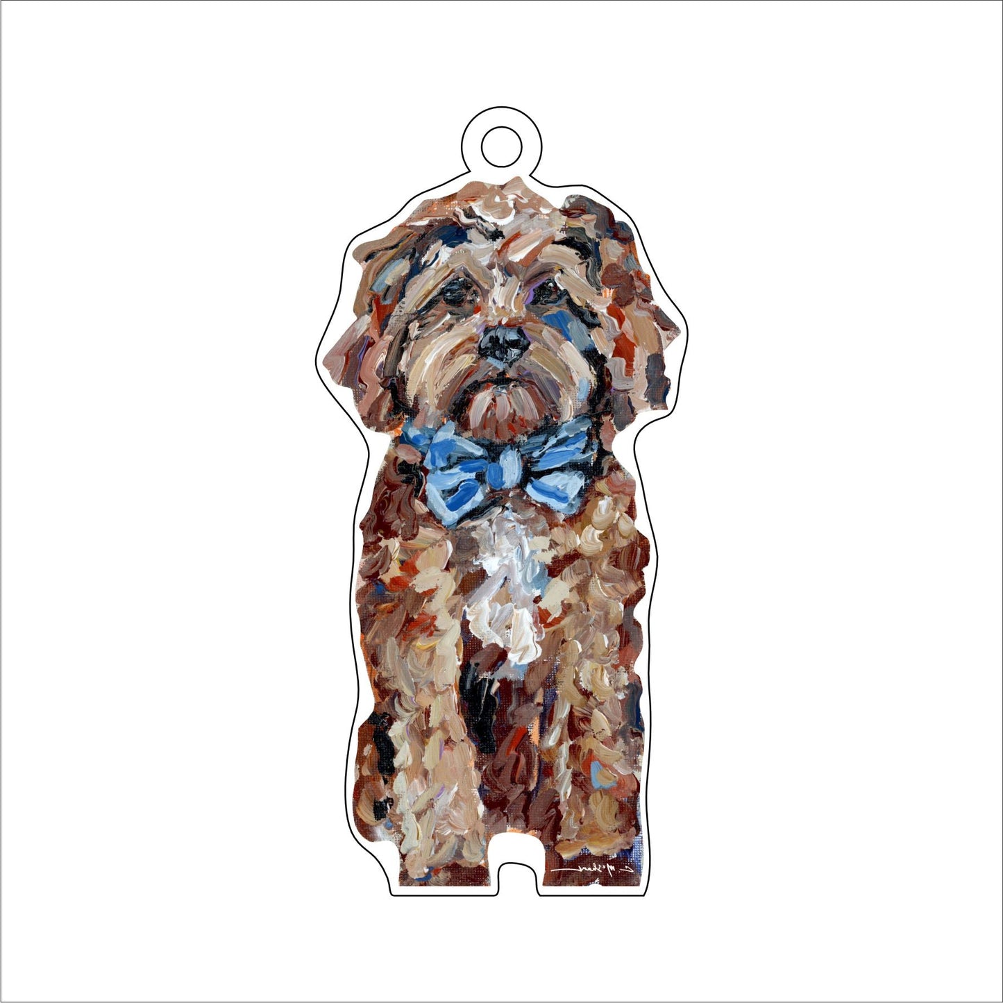 Cavapoo Red Blue Bow | 0.25in. Acrylic Ornament |  Case of 25