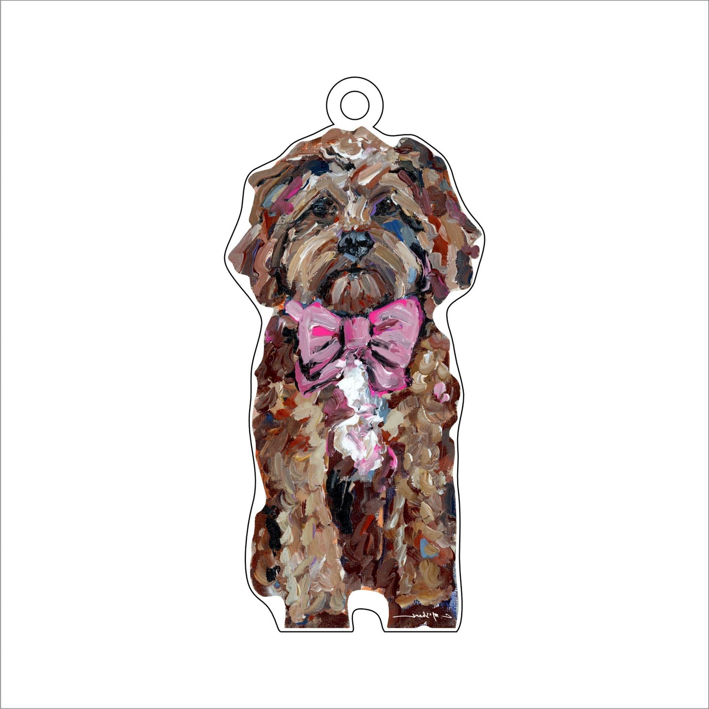 Cavapoo Red Pink Bow | 0.25in. Acrylic Ornament |  Case of 25