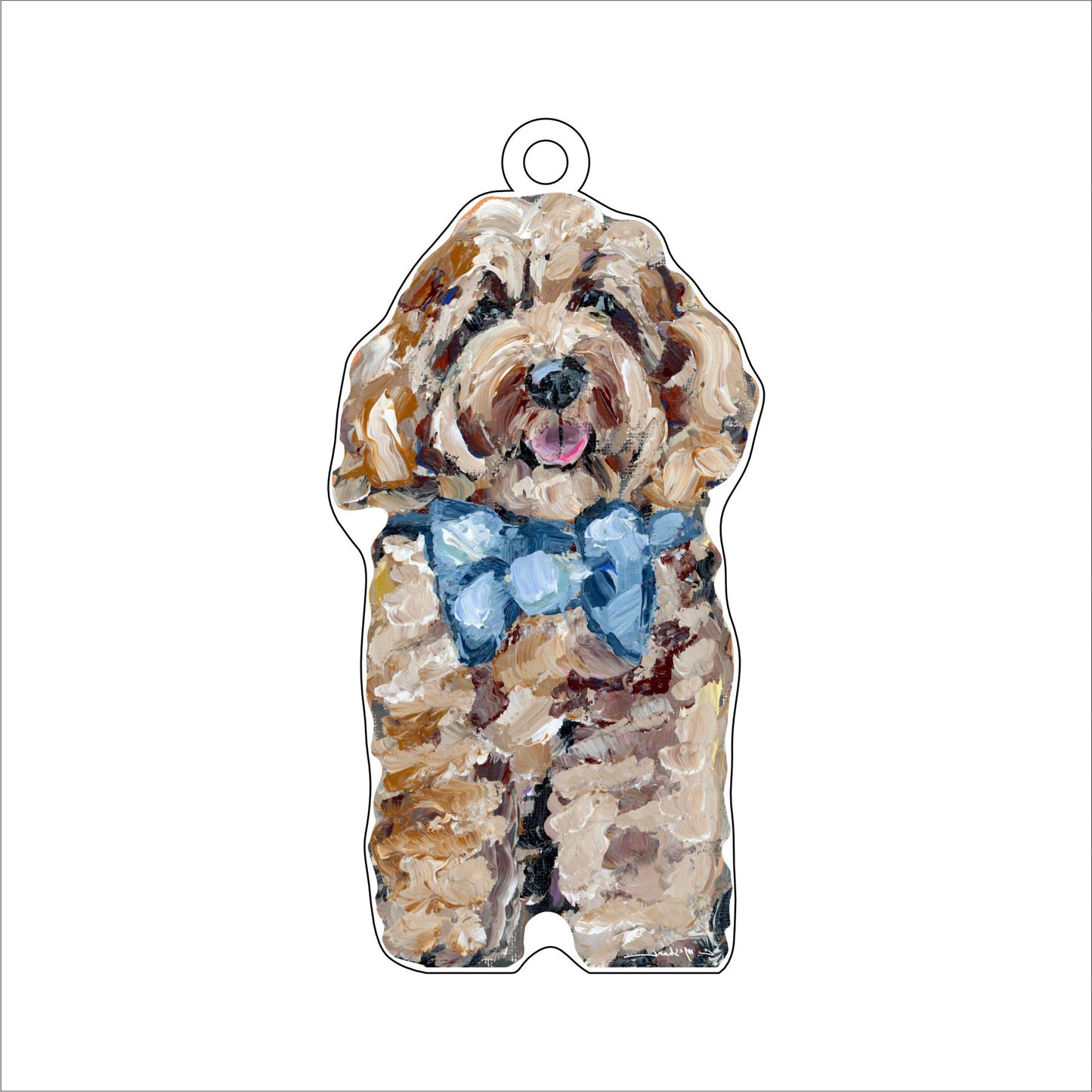 Cockapoo Blonde Blue Bow | 0.25in. Acrylic Ornament | Mix and Match (any 10+)