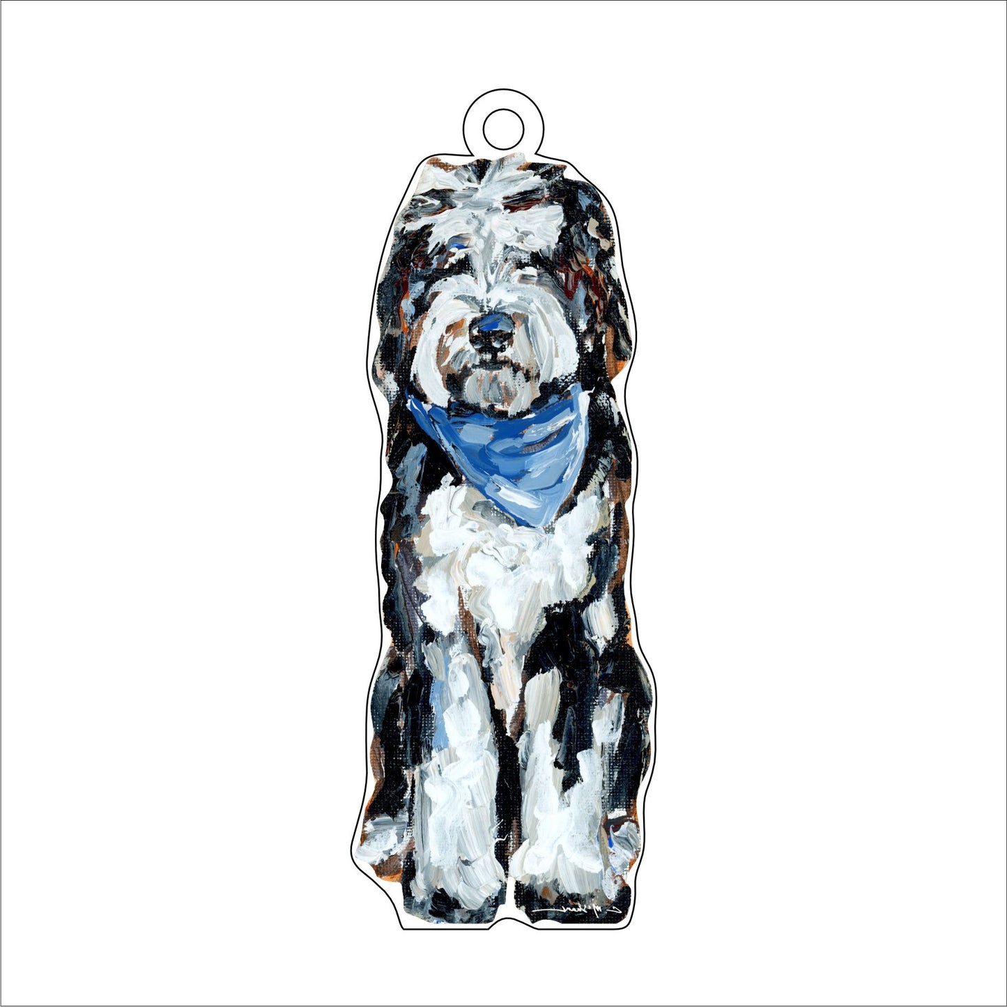 Doodle Black and White Blue Bandana | 0.25in. Acrylic Ornament | Mix and Match (any 10+)