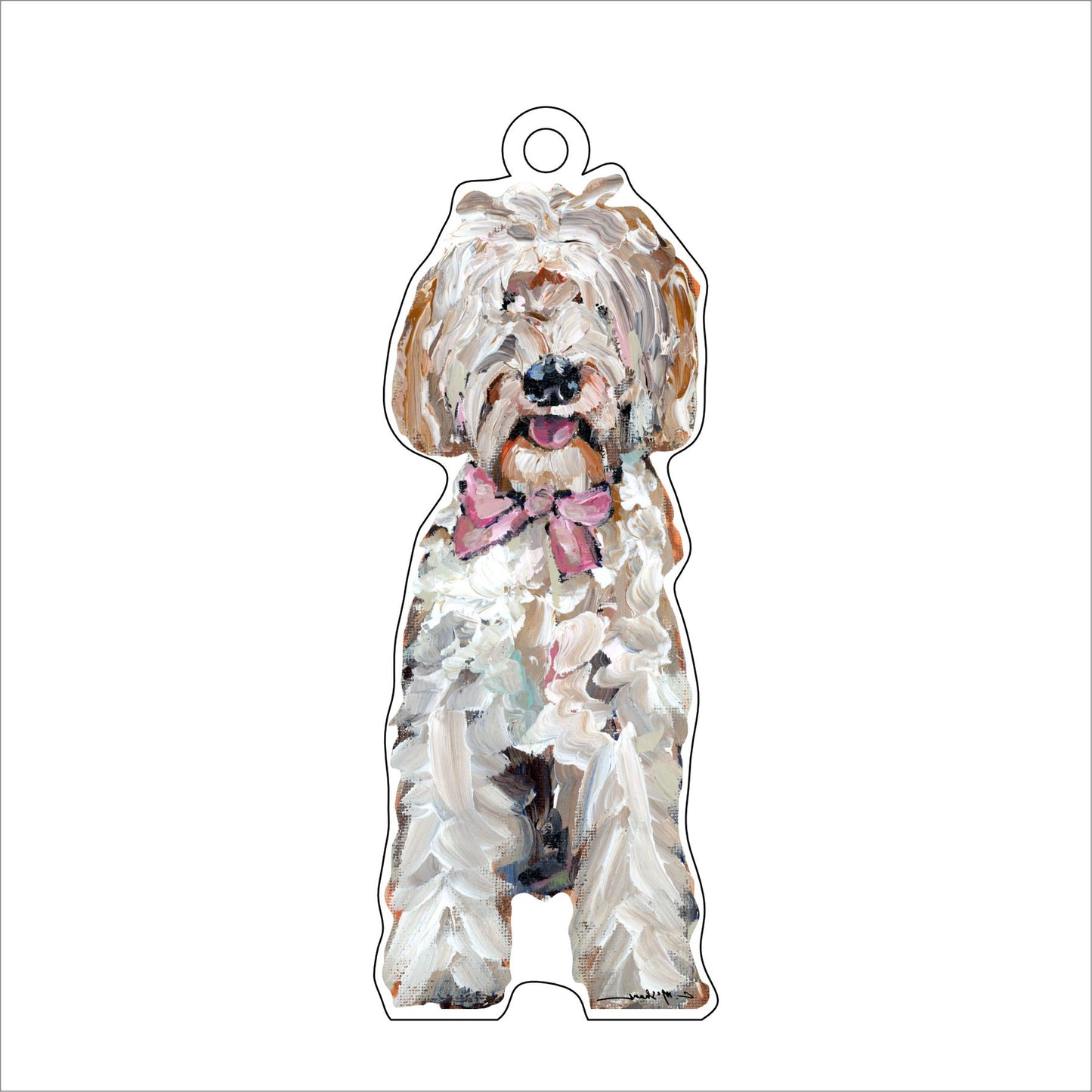 Goldendoodle Pink Bow | 0.25in. Acrylic Ornament | Mix and Match (any 10+)