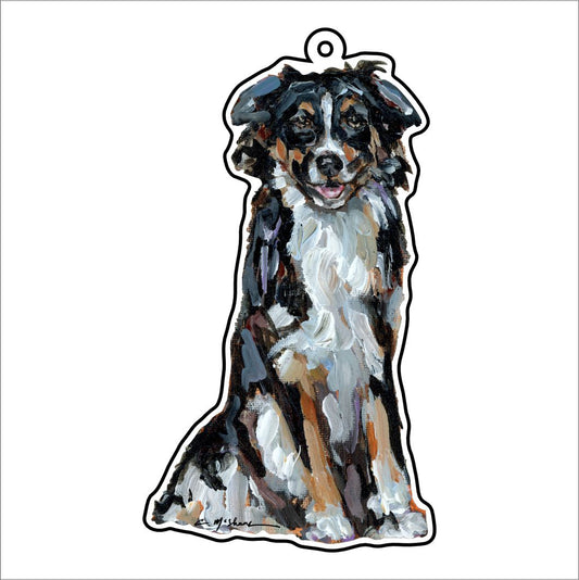 CMS-1080-C10 Australian Shepherd Black & White Tri Bag Charm | 0.125Acrylic Bag Charm | Case of 10