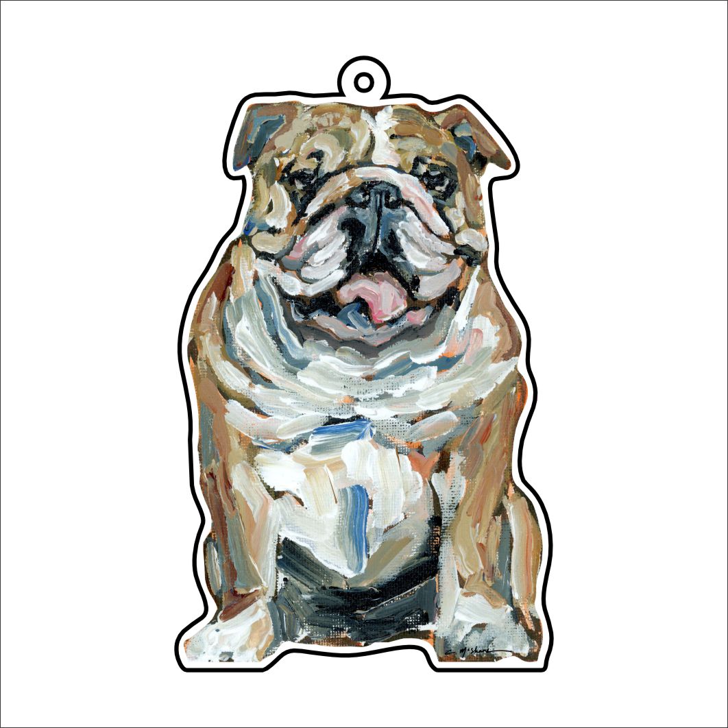 CMS-1100-C10 Bulldog Fawn & White Bag Charm | 0.125Acrylic Bag Charm | Case of 10