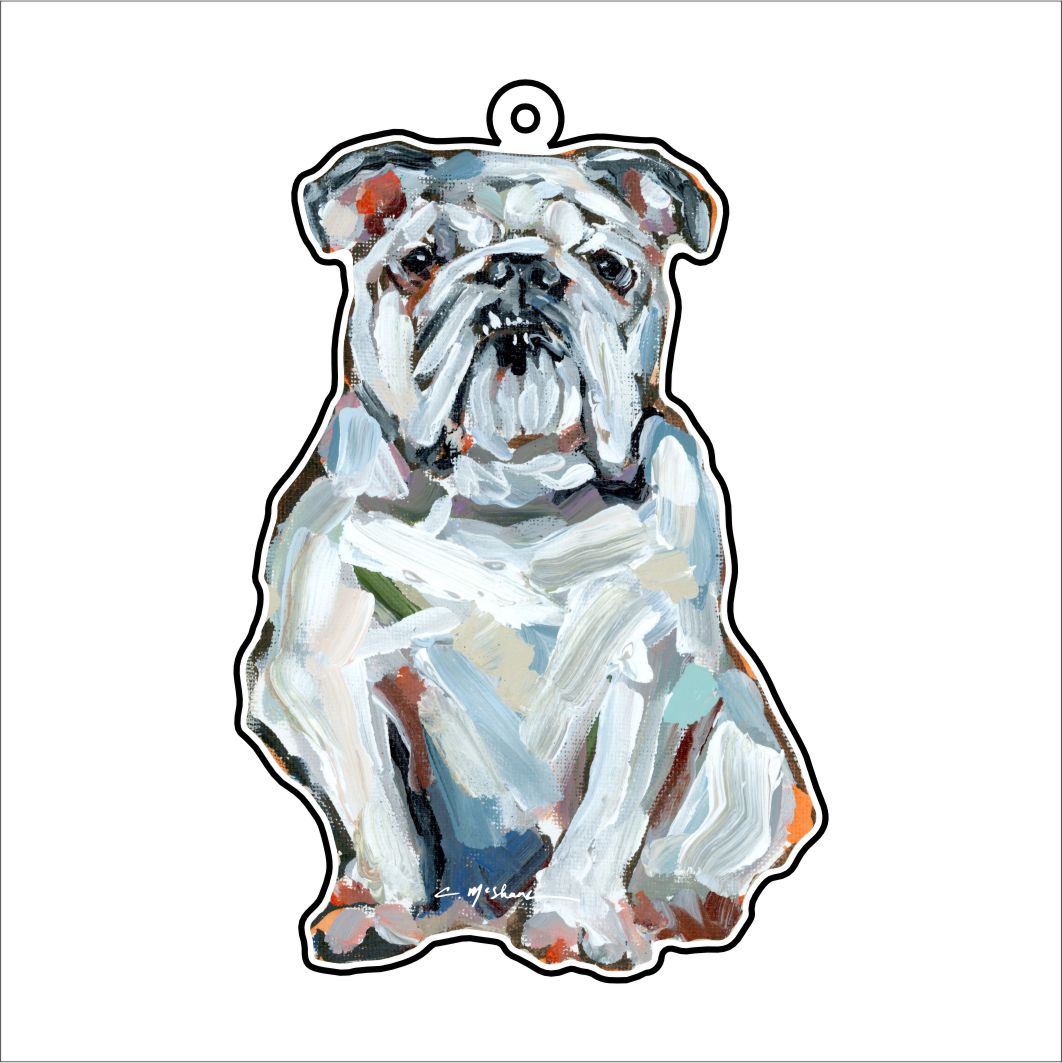 CMS-1103-C10 Bulldog White Bag Charm | 0.125Acrylic Bag Charm | Case of 10