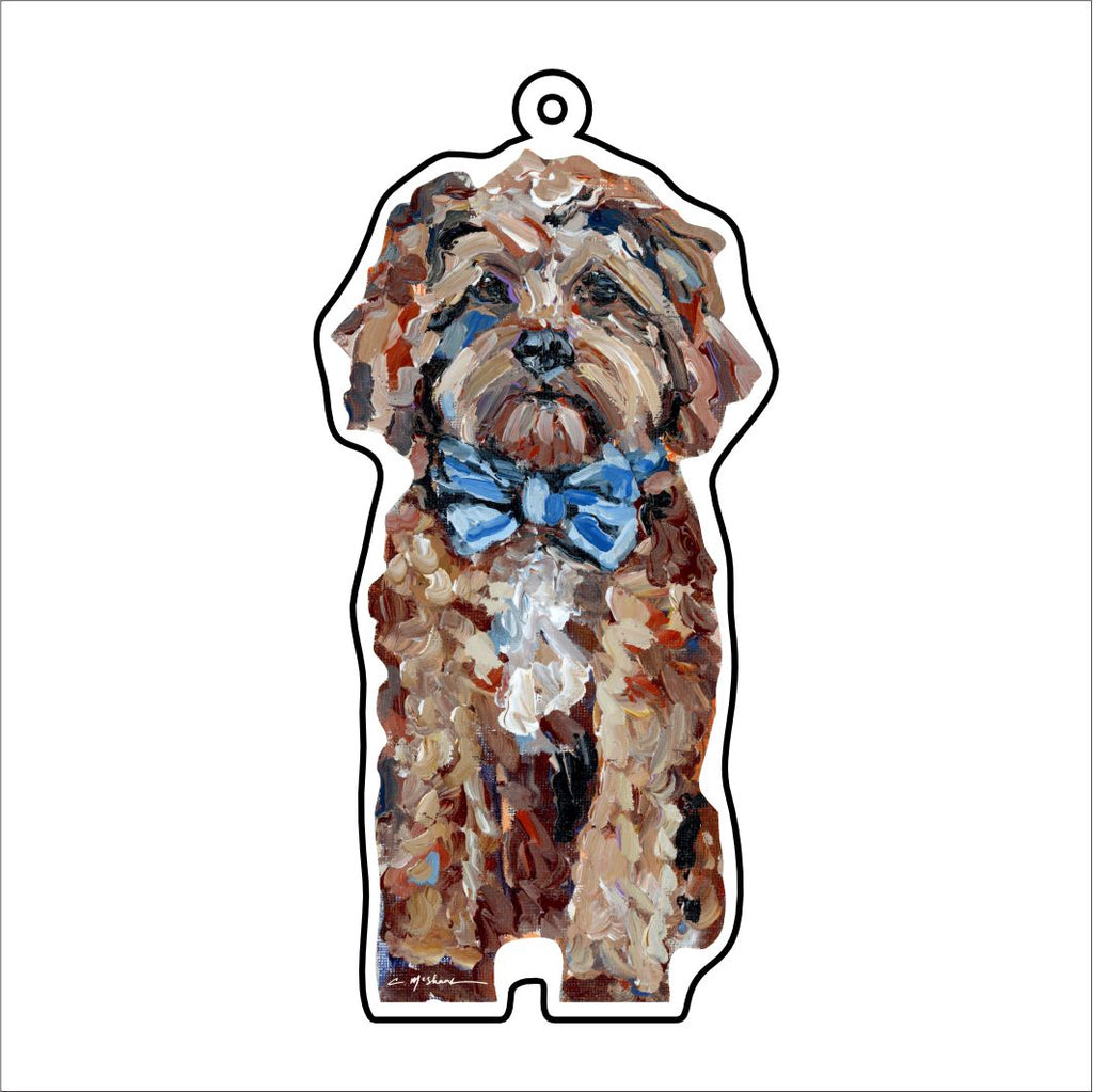 CMS-1111-C10 Cavapoo Red with Blue Bow Bag Charm | 0.125Acrylic Bag Charm | Case of 10