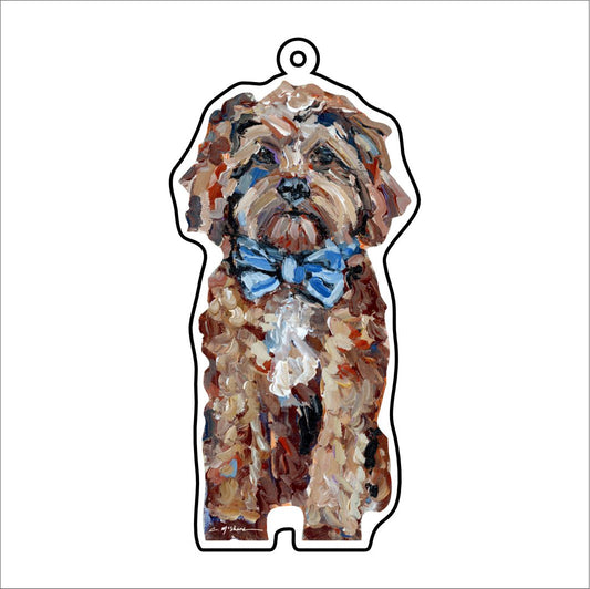 CMS-1111-C10 Cavapoo Red with Blue Bow Bag Charm | 0.125Acrylic Bag Charm | Case of 10