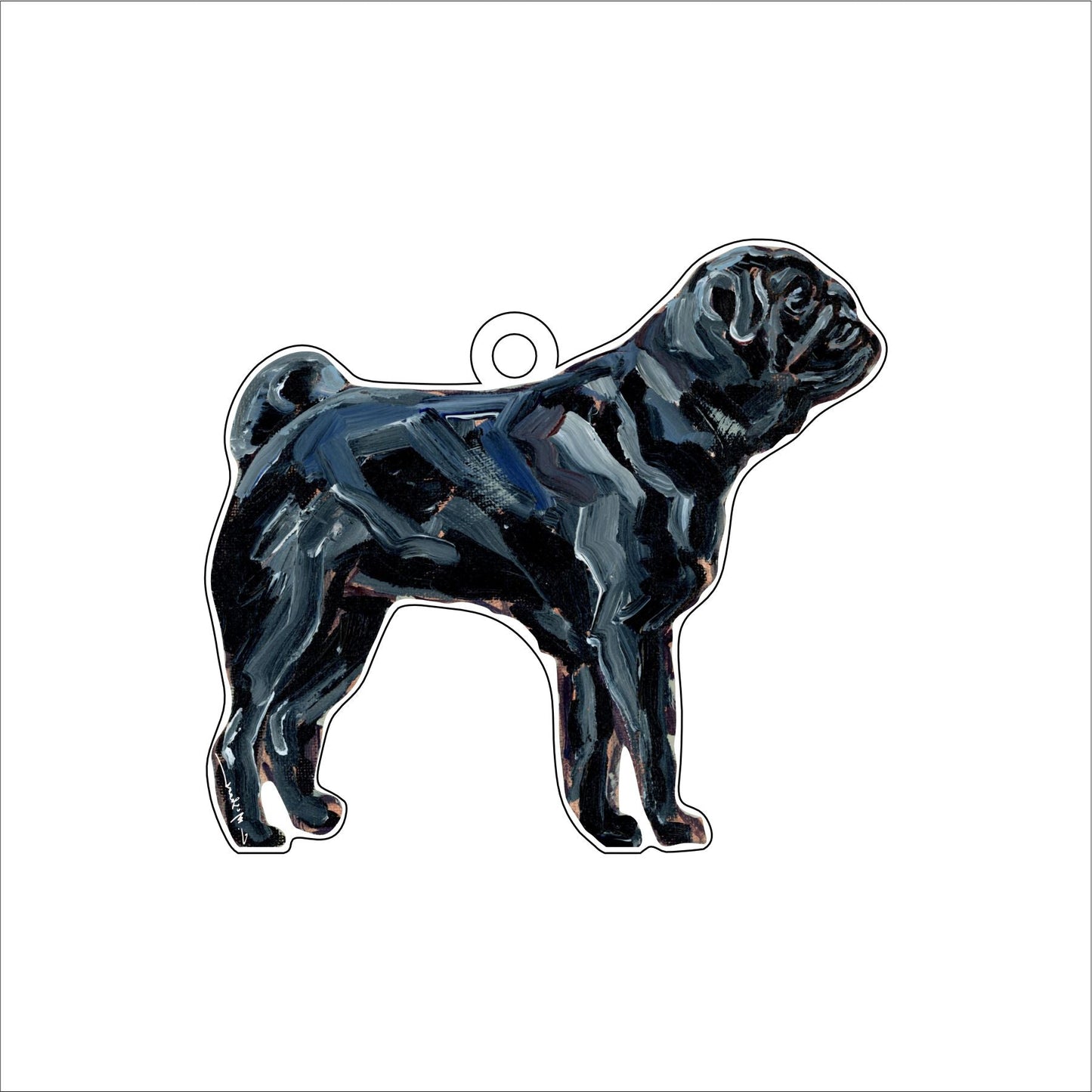 Pug Black | 0.25in. Acrylic Ornament | Case of 25