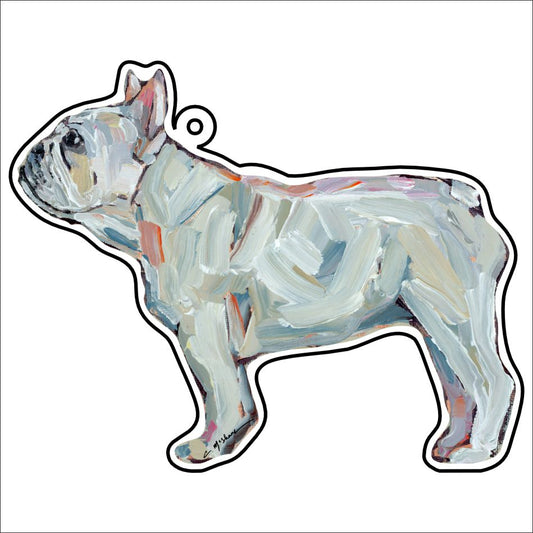 CMS-1140-C10 Frenchie White Bag Charm | 0.125Acrylic Bag Charm | Case of 10