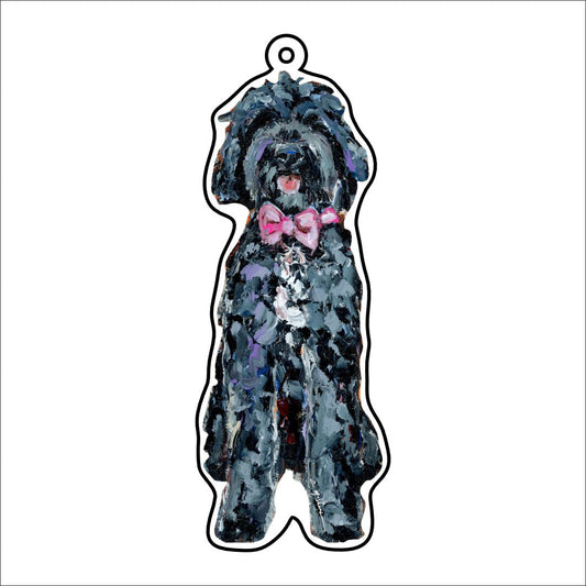 CMS-1150-C10 Goldenoodle Black With Pink Bow Bag Charm | 0.125Acrylic Bag Charm | Case of 10