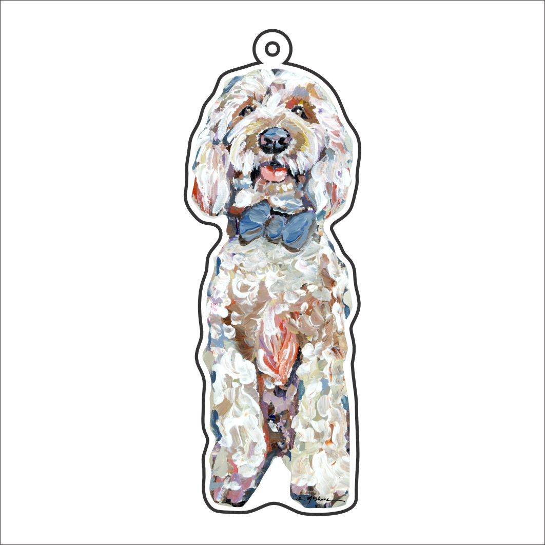 CMS-1151-C10 Goldendoodle Blue Bow Bag Charm | 0.125Acrylic Bag Charm | Case of 10