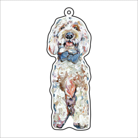 CMS-1151-C10 Goldendoodle Blue Bow Bag Charm | 0.125Acrylic Bag Charm | Case of 10