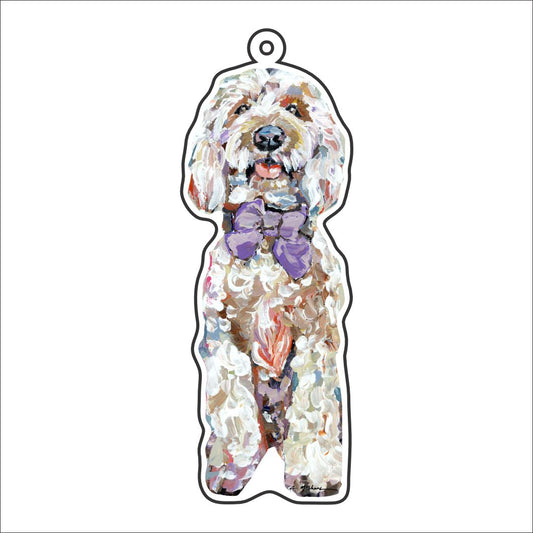 CMS-1154-C10 Goldendoodle Purple Bow Bag Charm | 0.125Acrylic Bag Charm | Case of 10