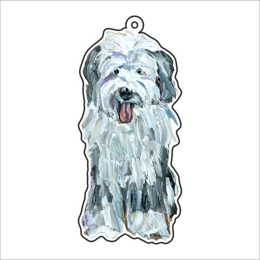 CMS-1172-C10 Old English Sheepdog Gray & White Bag Charm | 0.125Acrylic Bag Charm | Case of 10