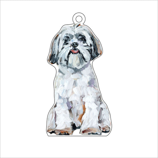 Shih Tzu White Bow | 0.25in. Acrylic Ornament | Case of 25