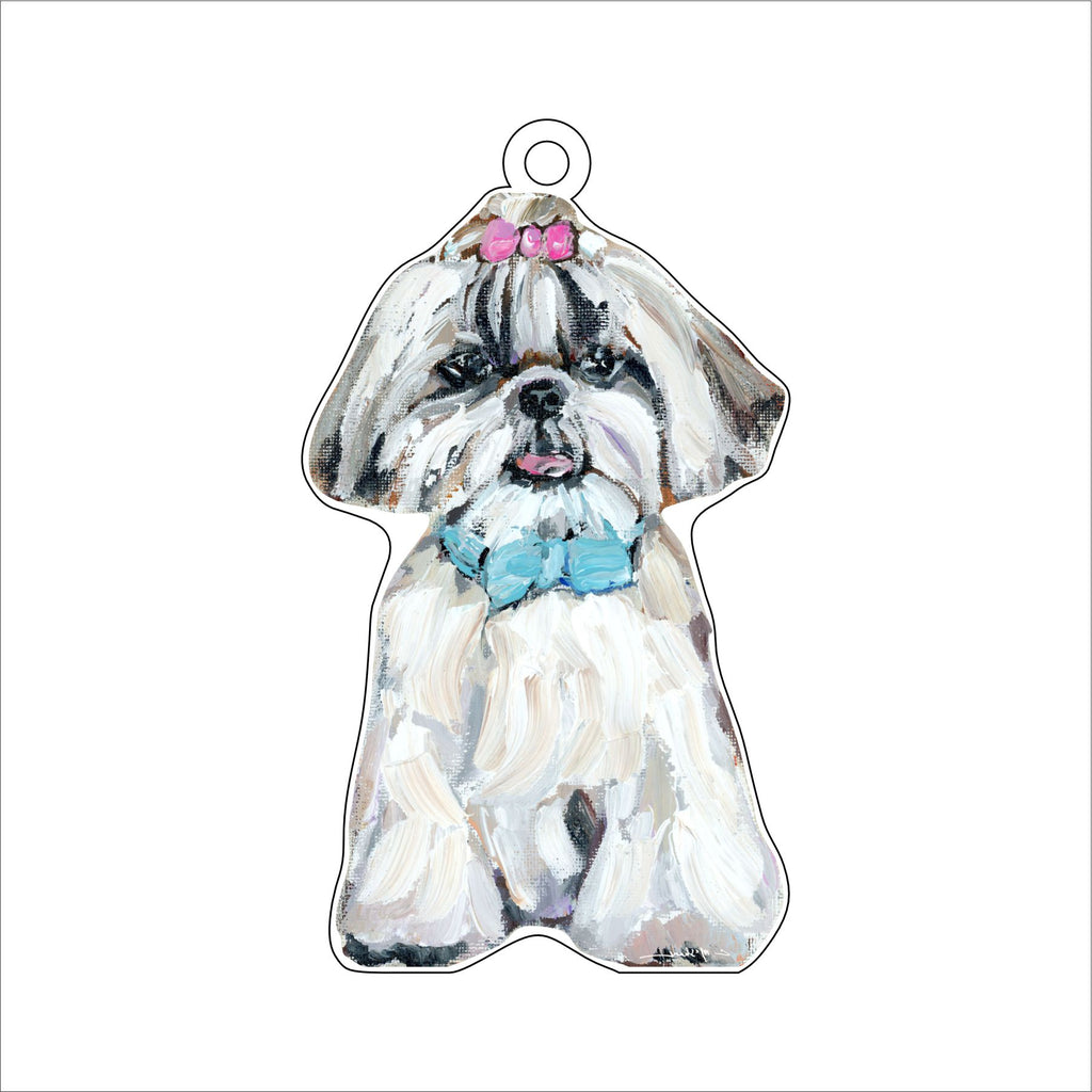 Shih Tzu White with Hair Bow | 0.25in. Acrylic Ornament | Mix and Match (any 10+)