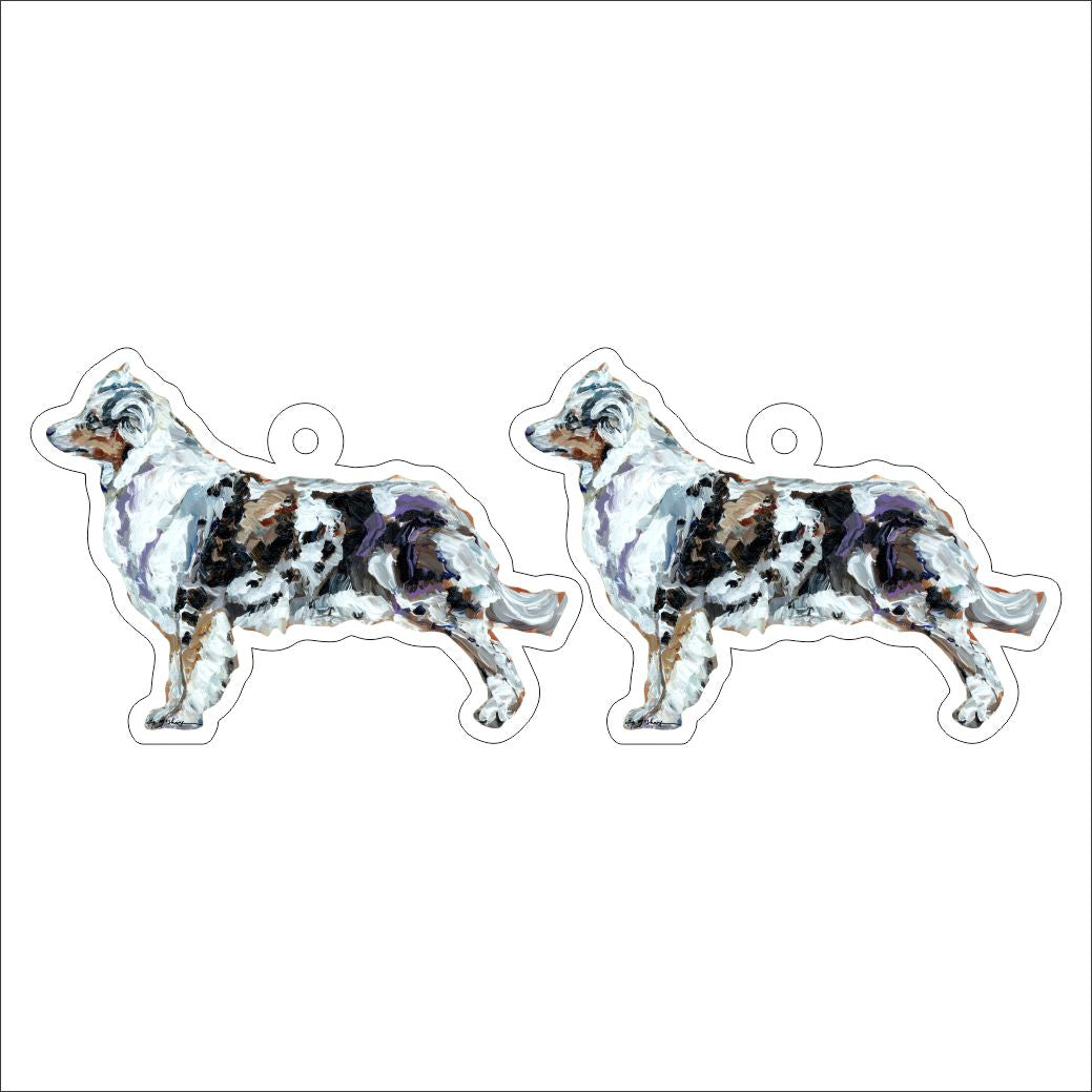 CMS-1205-C10 Australian Shepherd Blue Merle Earring Pair | 0.125Acrylic Earring | Case of 10