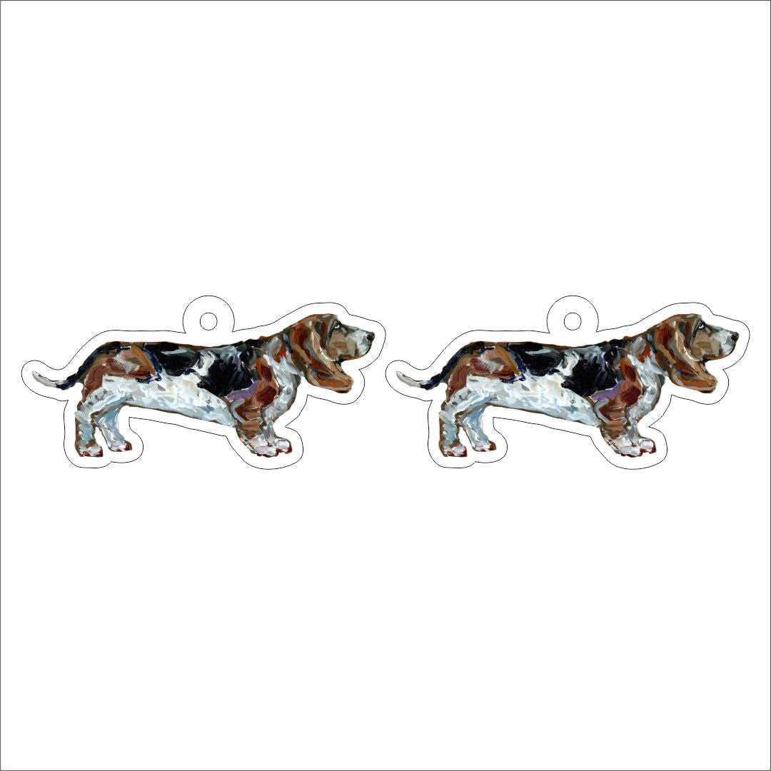 CMS-1208-C10 Basset Hound Tri Earring Pair | 0.125Acrylic Earring | Case of 10