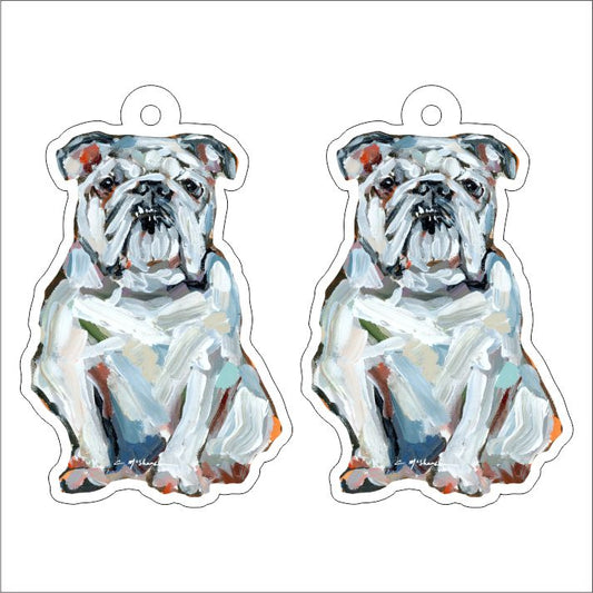 CMS-1225-C10 Bulldog White Earring Pair | 0.125Acrylic Earring | Case of 10
