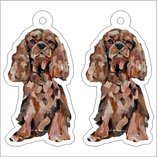 CMS-1229-C10 Cavalier King Charles Ruby Sitting Earring Pair | 0.125Acrylic Earring | Case of 10