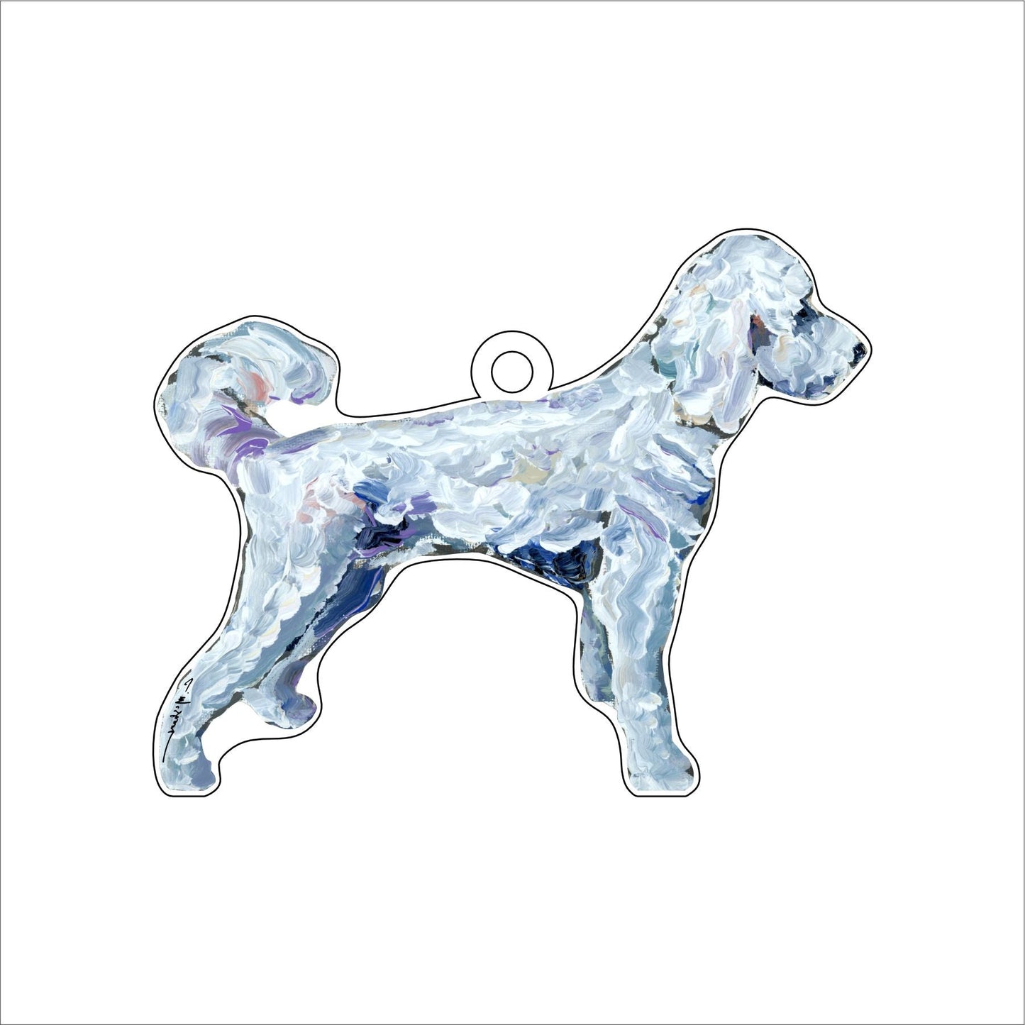 White Goldendoodle | 0.25in. Acrylic Ornament | Case of 25