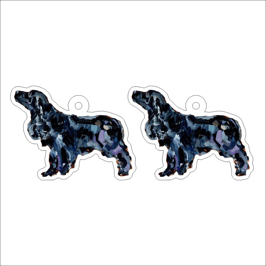 CMS-1250-C10 English Cocker Spaniel (Black) Earring Pair | 0.125Acrylic Earring | Case of 10