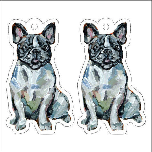 CMS-1257-C10 Frenchie Black & White Earring Pair | 0.125Acrylic Earring | Case of 10