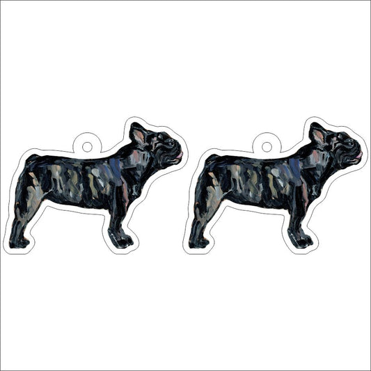 CMS-1261-C10 Frenchie Brindle Earring Pair | 0.125Acrylic Earring | Case of 10