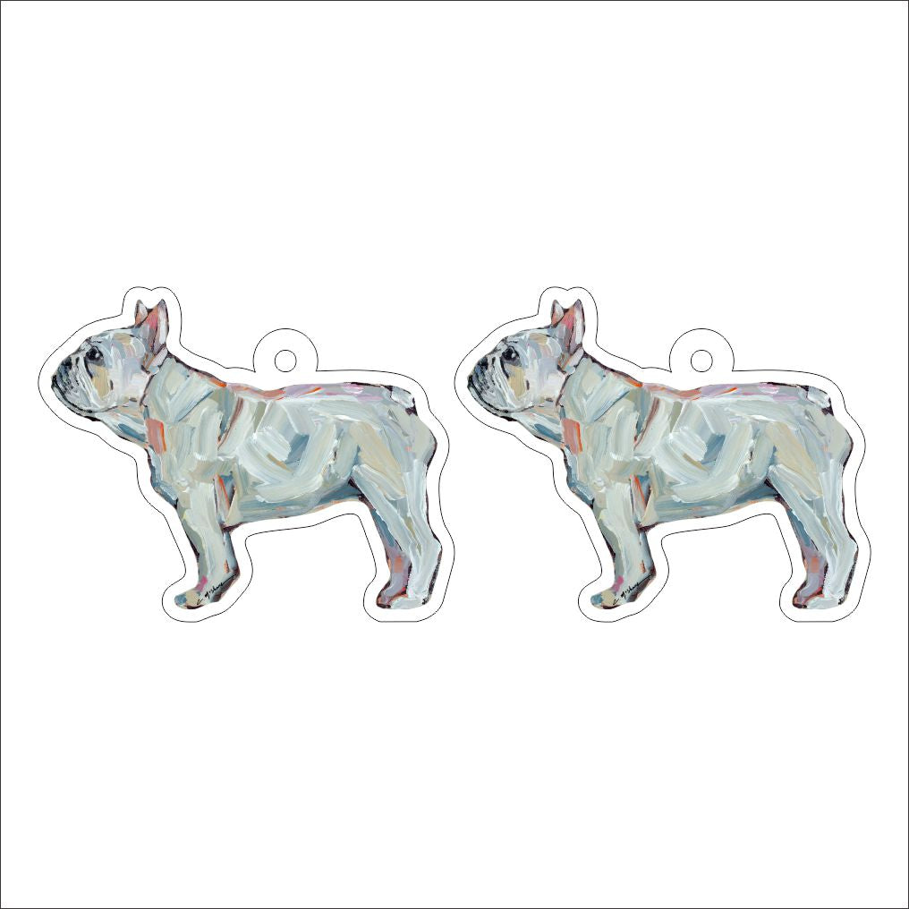 CMS-1262-C10 Frenchie White Earring Pair | 0.125Acrylic Earring | Case of 10