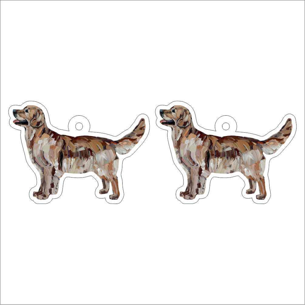 CMS-1265-C10 Golden Retriever Dark Earring Pair | 0.125Acrylic Earring | Case of 10