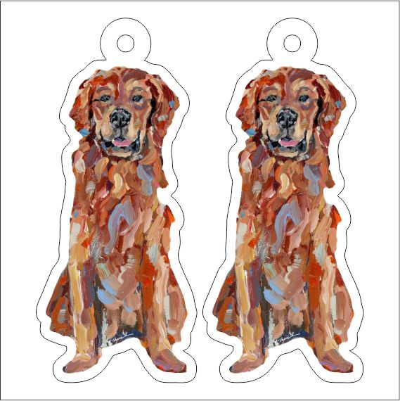 CMS-1267-C10 Golden Retriever Red Sitting Earring Pair | 0.125Acrylic Earring | Case of 10