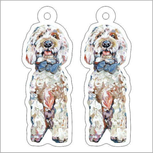 CMS-1271-C10 Goldendoodle Blue Bow Earring Pair | 0.125Acrylic Earring | Case of 10