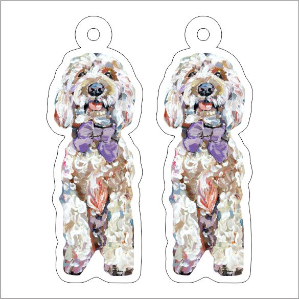 CMS-1274-C10 Goldendoodle Purple Bow Earring Pair | 0.125Acrylic Earring | Case of 10