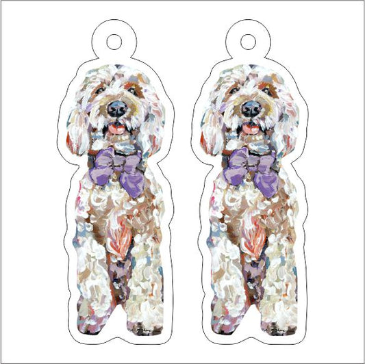 CMS-1274-C10 Goldendoodle Purple Bow Earring Pair | 0.125Acrylic Earring | Case of 10