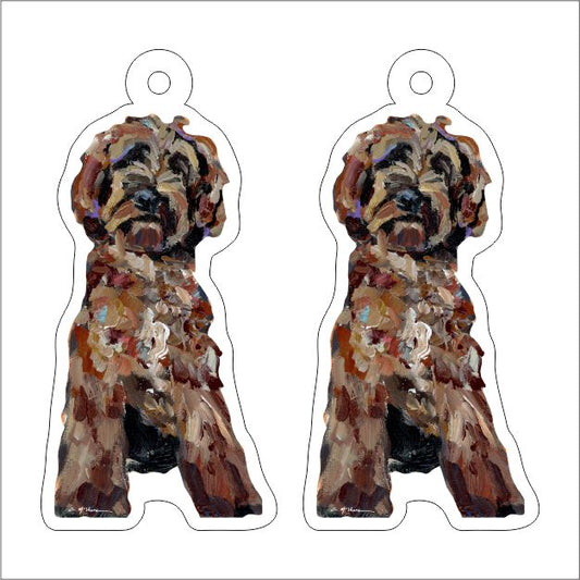 CMS-1275-C10 Goldendoodle Red Earring Pair | 0.125Acrylic Earring | Case of 10