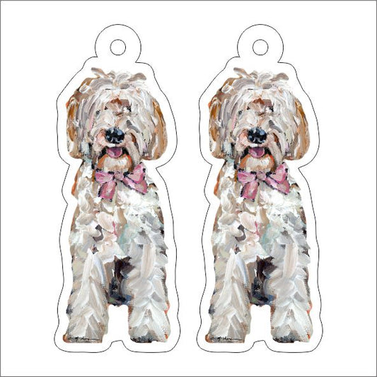 CMS-1277-C10 Goldendoodle with Pink Bow Earring Pair | 0.125Acrylic Earring | Case of 10